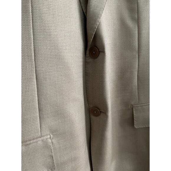 Ermenegildo Zegna Men's Beige Wool and silk Double Breasted Blazer Coat Size 54 - Picture 3 of 11